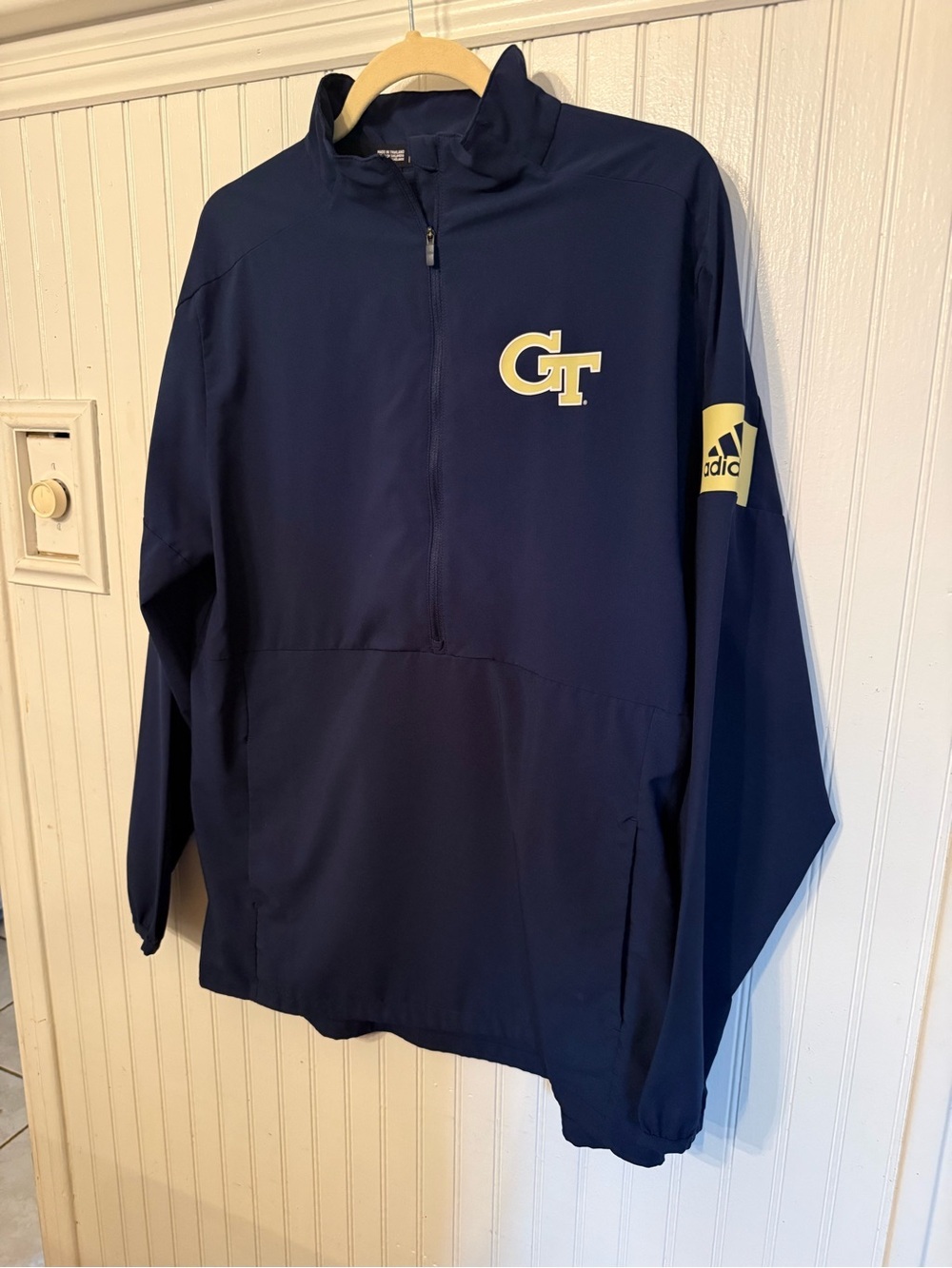 Adidas Georgia Tech Game Mode Quarter Zip Pullover Small Navy